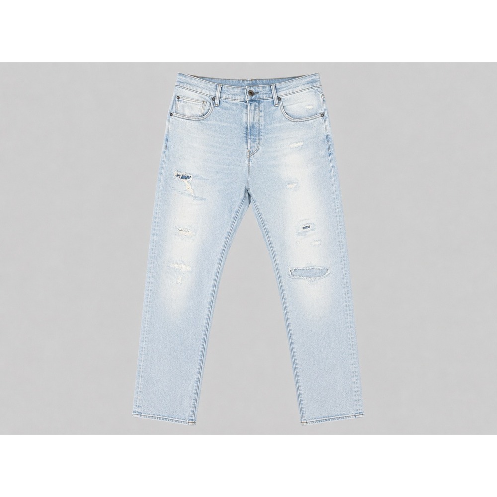G-Star RAW 3301 Slim Light Wash Distressed Ripped Repaired Jeans Mens 33x28.5